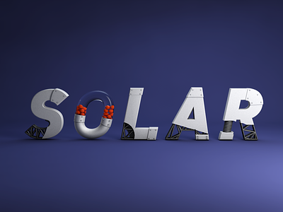 SOLAR 3d 3d text 3d type blue c4d illustration text