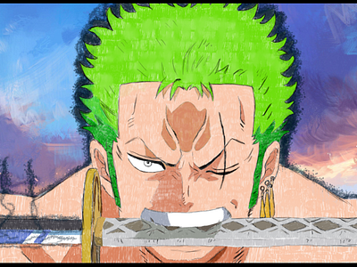 Roronoa Zoro Coloured Photoshop Sketch design graphic design illustration photo vector