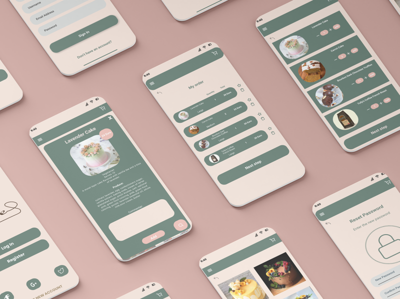 Mobile app with cakes by ArtDo Creative on Dribbble