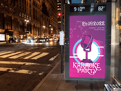 City light poster for Karaoke party