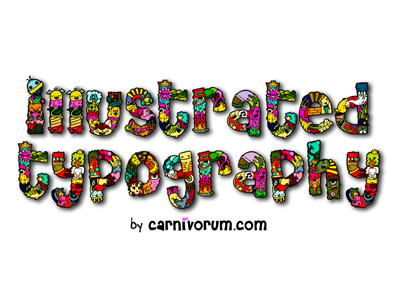 Illustrated typography carnivorum cartoon illustration typography