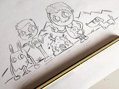 Family day cartoon drawing illustration sketch