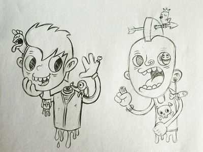 Zombies sketches cartoon drawing illustration sketch