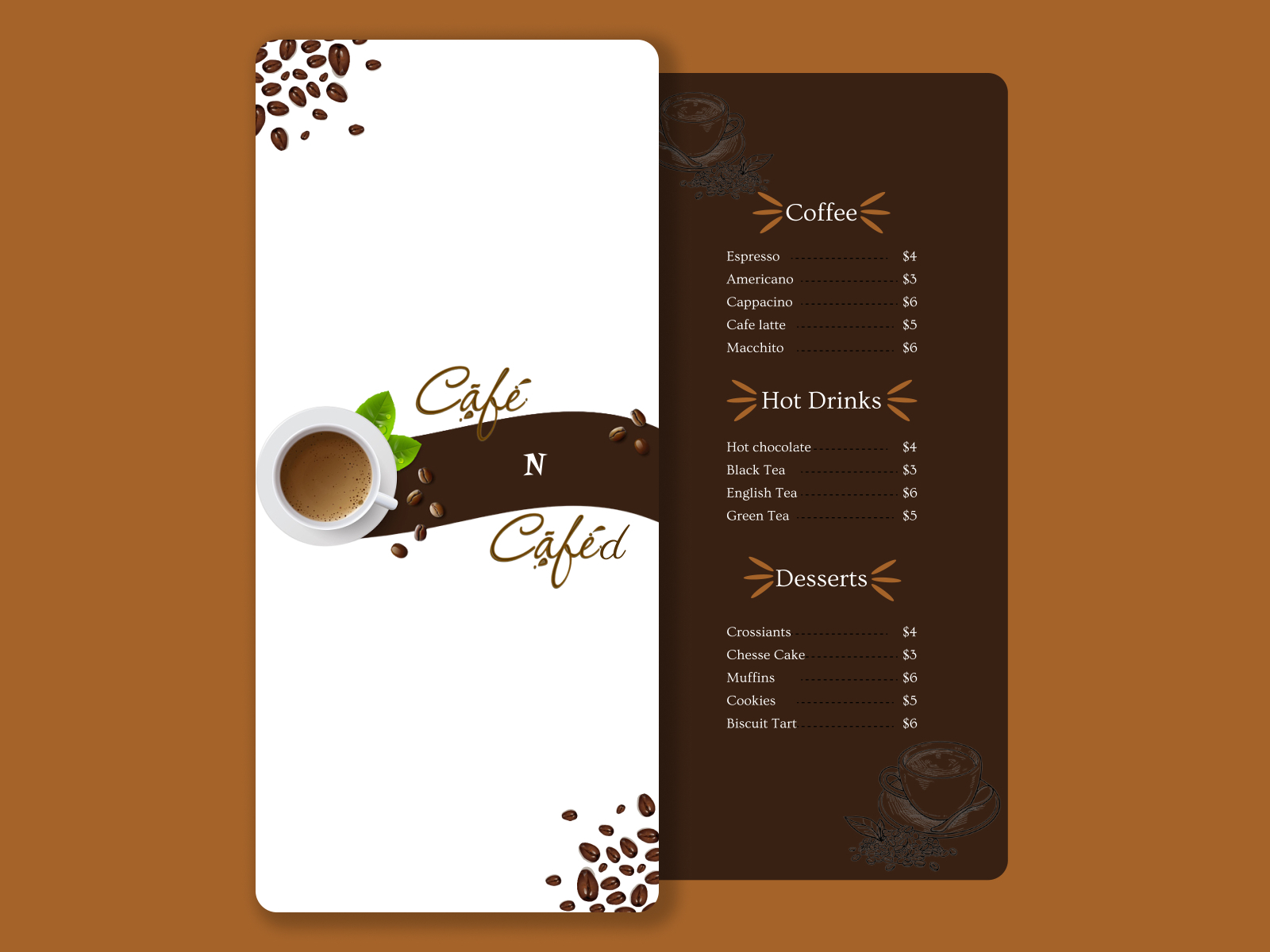 Cafe menu ui design by Amyy Stephanie Alex-Okenwa on Dribbble