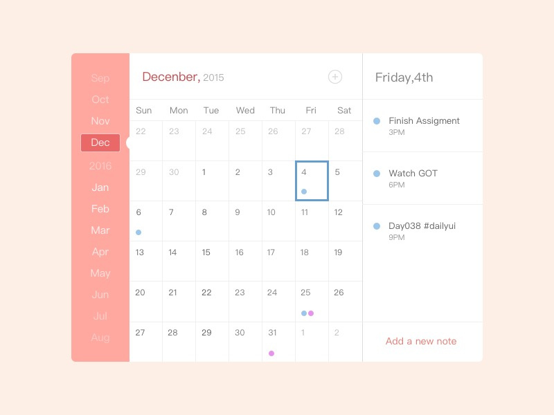 Calendar by siruis R on Dribbble
