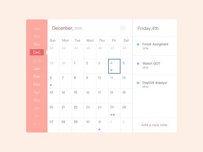 Calendar calendar list pink