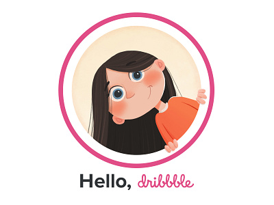 Hello Dribbble! debut debutshot dribbble firstshot girl hello illustration portrait