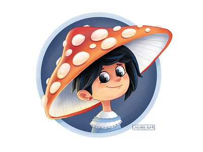 Girl Portrait art cartoon character cute drawing girl hat illustration mushroom portrait procreate