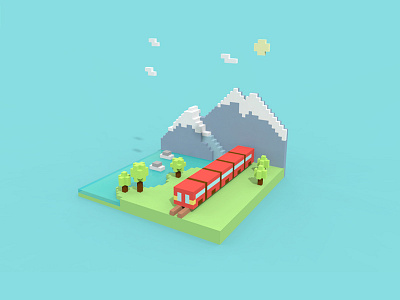 Switzerland ui，插画，magicavoxel