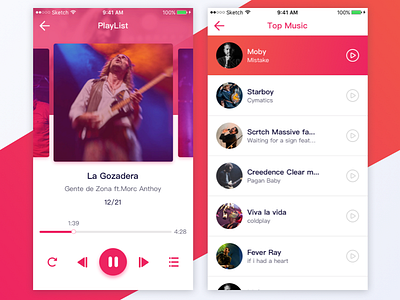 Music app color ios list music player