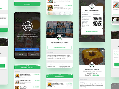 Grub Cycle App app barcode cafe cart checkout food app login qr code shop ui user interface