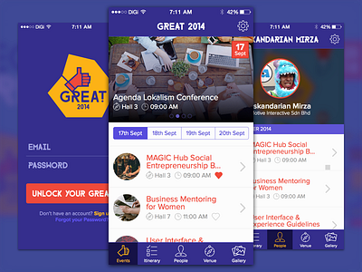 GREAT 2014 Mobile App UI event ios iphone mobile purple