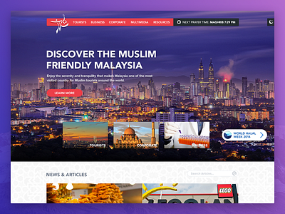 Islamic Tourism Centre V2 islamic kuala lumpur landing page malaysia purple skyline tourism ui user interface website
