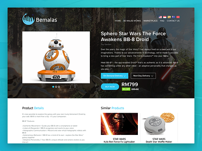 Bemalas Product Page bb8 concierge ecommerce landing page star wars store ui user interface website
