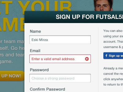 F5 Signup Form futsal modal window signin signup ui validation