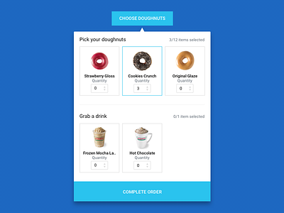 Doughnuts! dropdown ecommerce food selection ui user interface