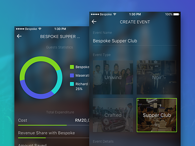 Bespoke App app create event ios mobile statistics ui user experience user interface ux