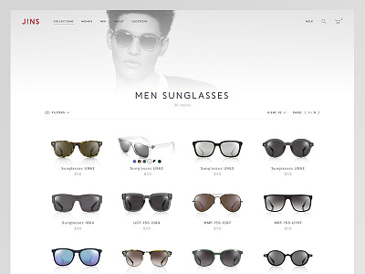 JINS - Eyewear clean design ecommerce eyewear glasses landing minimal minimalistic store white