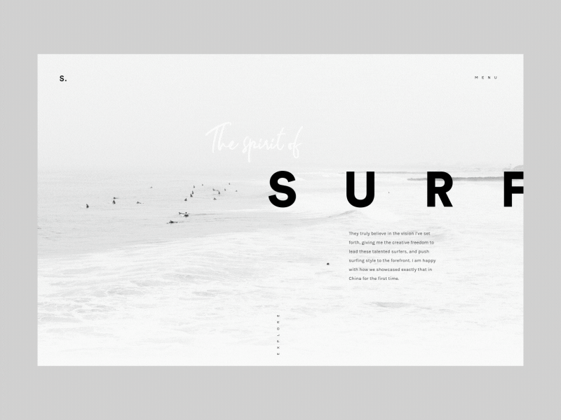 SURF - Interactive storytelling animation clean editorial gif interaction landing minimal typography ui white