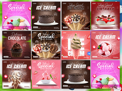 Special delicious ice cream social media banner post design