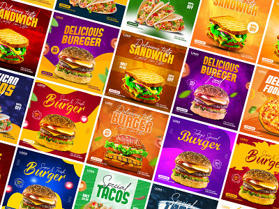 Special delicious food social media banner post template advertising banner design banner template breakfast burger delicious food discount facebook food social media graphic design healthy instagram post pizza promotion restaurant menu sandwich square vegetables