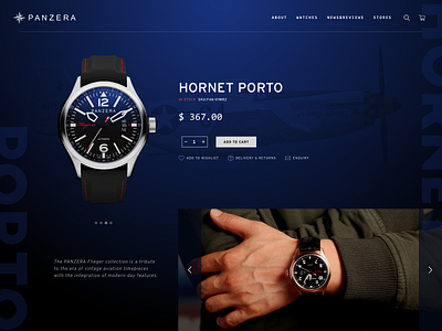 Panzera Product page blue blue gradient clean design graphic design minimalism minimalistic panzera product page shopping cart shopping page watch