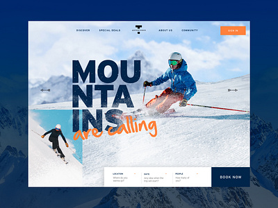 Mountains are calling adventure adventure sport adventure sportds blue clean creative minimalism mountains orange snow snow surfing ui