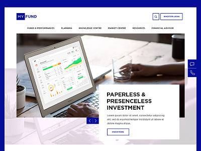 My Fund blue clean corporate daily ui dribble shot investing investor landing page minimalism minimalistic mutual fund white space