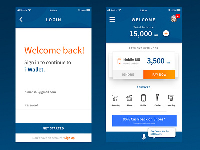 i-wallet app login screen mobile app payment screenshot wallet