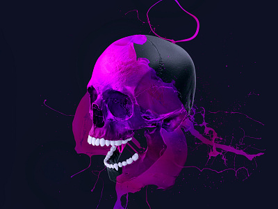 REVOLT † NEON 2021 art cyberpunk dorinfrunzete illustration neon print purpleaesthetic retro retrowave skull synthwaveart