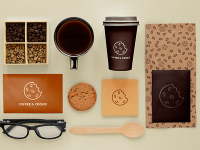 Branding Design Coffee & Cookie branding brandinginspiration brown coffee cookie design graphic design graphic designer illustration logo logo design logo designing packaging photoshop warm