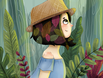 Into the forest character design cute design digital art digital illustration drawing forest ill illustration