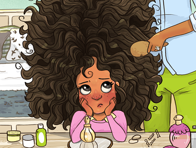 Yndia's Crazy Hair (children book illustration) character design children book children illustration digital art digital illustration illustration kidlit