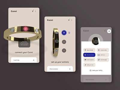 Connect and Set Up ● Conni, the Smart Bracelet app connect internetofthings setup smartjewelry ui user interface ux wearable