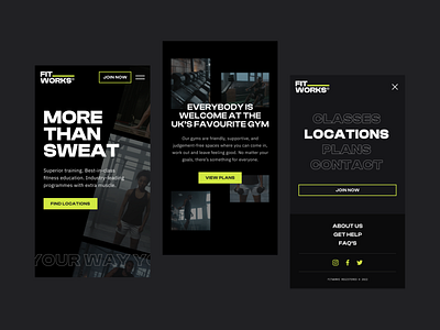 Fit Works - Mobile Design app branding clean design fitness gym layout mobile modern strong type typography ui ux web website