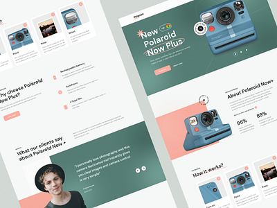 Landing Page for Polaroid Now Plus branding camera design illustration landing page logo polaroid typography ui ux vector visual design