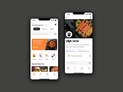 Mobile application for food delivery app app delivery design food mobile mobile app typography ui ux vector visual design