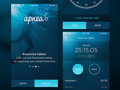 Apnea Freediving App app blue clean concept design flat interface ios iphone photoshop ui ux