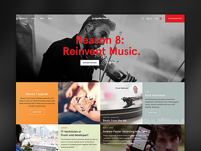 Propellerhead clean color concept design flat grid homepage music ui web web design website