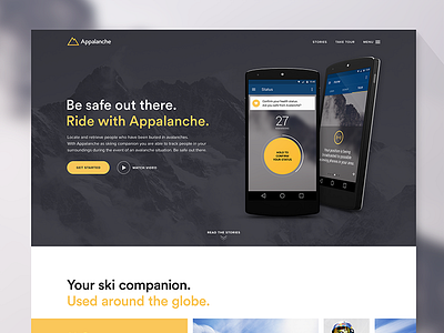 Appalanche Landing Page android app clean concept design flat homepage material simple ui web webdesign
