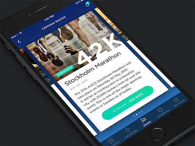 iOS Coming Races app card cards clean design fitness interface ios app iphone mobile running ui