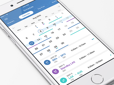 Flight Crew Calendar app calendar clean design flight interface ios ios app minimal mobile ui user