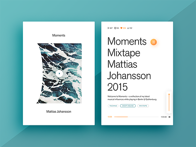 Moments Mixtape concept cover flat mixtape music player soundcloud typography ui ux widget