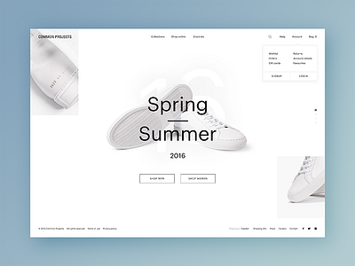 Common Projects Exploration clean common design fashion minimal product shoes shopping ui ux website white