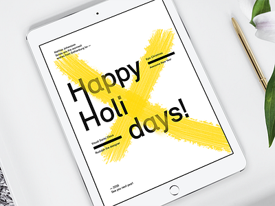 Happy Holidays christmas cover design holiday layout minimal mockup quote type typography yellow