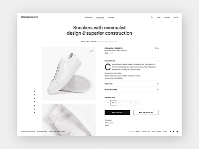 Product Detail clean ecommerce fashion minimal products shop sneakers typography ui ux webshop website