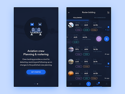 Flight Crew — Onboard & Bid app card clean design flight interface ios ios app minimal mobile profile ui