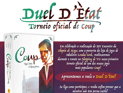 Duel D'Ètat 2018 advertisement board game branding chapéu coup de design graphic design mago tournament vgxp