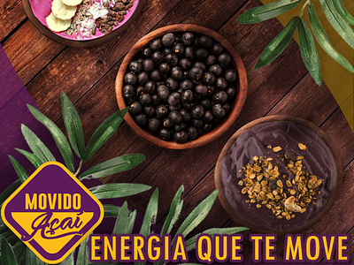 Movido Açaí mock up advertisement - part 1 acai add açaí berry branding graphic design illustration mock up movido simple