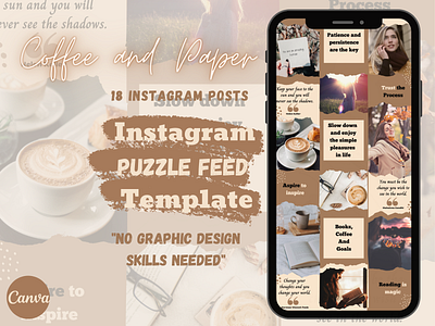 Canva Instagram Puzzle Feed Template | Coffee & Paper